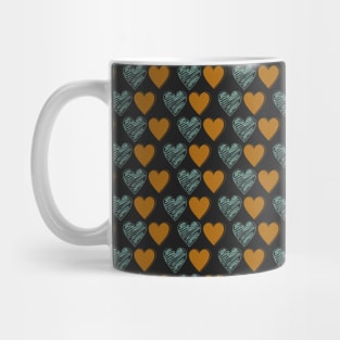 Black background with love pattern hand drawn, vintage colour Mug